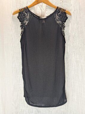 H&M MAMA Black Tunic Top with Lace Detail Size M